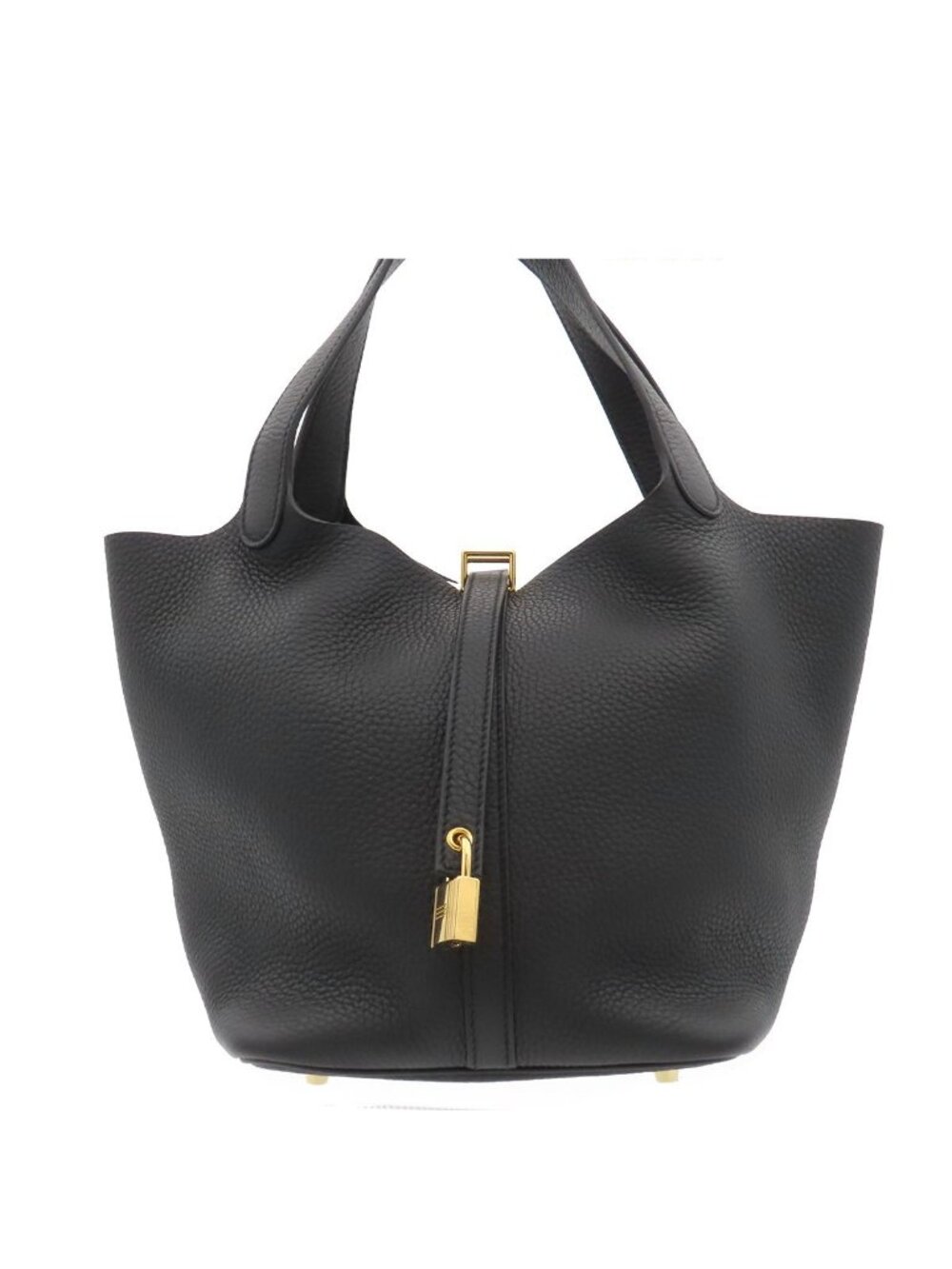 Hermes Picotin Lock MM Black Gold Taurillon Handbag